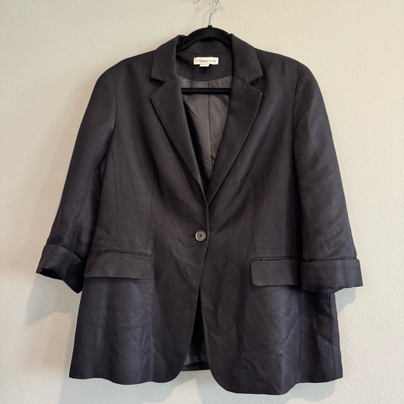 Coldwater Creek Linen Blend One Button Blazer 3/4 Sleeves Classic 14 - Picture 1 of 5